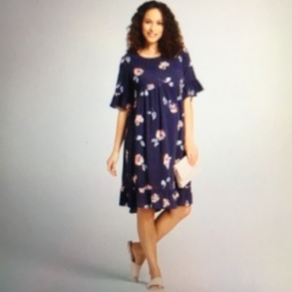 Maternity Ruffle Sleeve Printed Dress Small - Picture 2 of 3